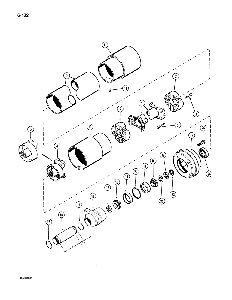 Схема запчастей Case IH 7130 - (6-132) - FRONT AXLE DRIVE SHAFT, MFD TRACTOR (06) - POWER TRAIN