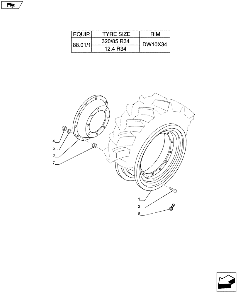 Схема запчастей Case IH PUMA 200 - (44.511.02[10]) - 4WD FRONT WHEELS (44) - WHEELS