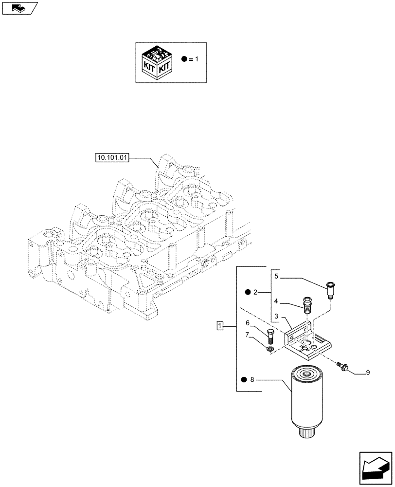 Схема запчастей Case IH F4GE9684B J605 - (10.206.01) - FUEL FILTER (504364890) (10) - ENGINE
