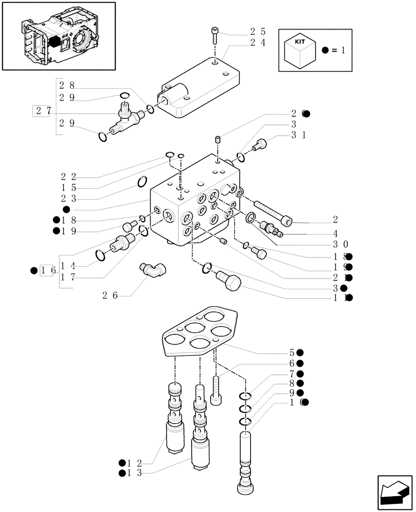 Схема запчастей Case IH MAXXUM 140 - (1.80.7[06]) - PTO CLUTCH FOR TRANSMISSION LESS CREEPER (30/40 KPH - 16X16) - CONTROL VALVE AND RELEVANT PARTS (STD + VAR.338405) (07) - HYDRAULIC SYSTEM