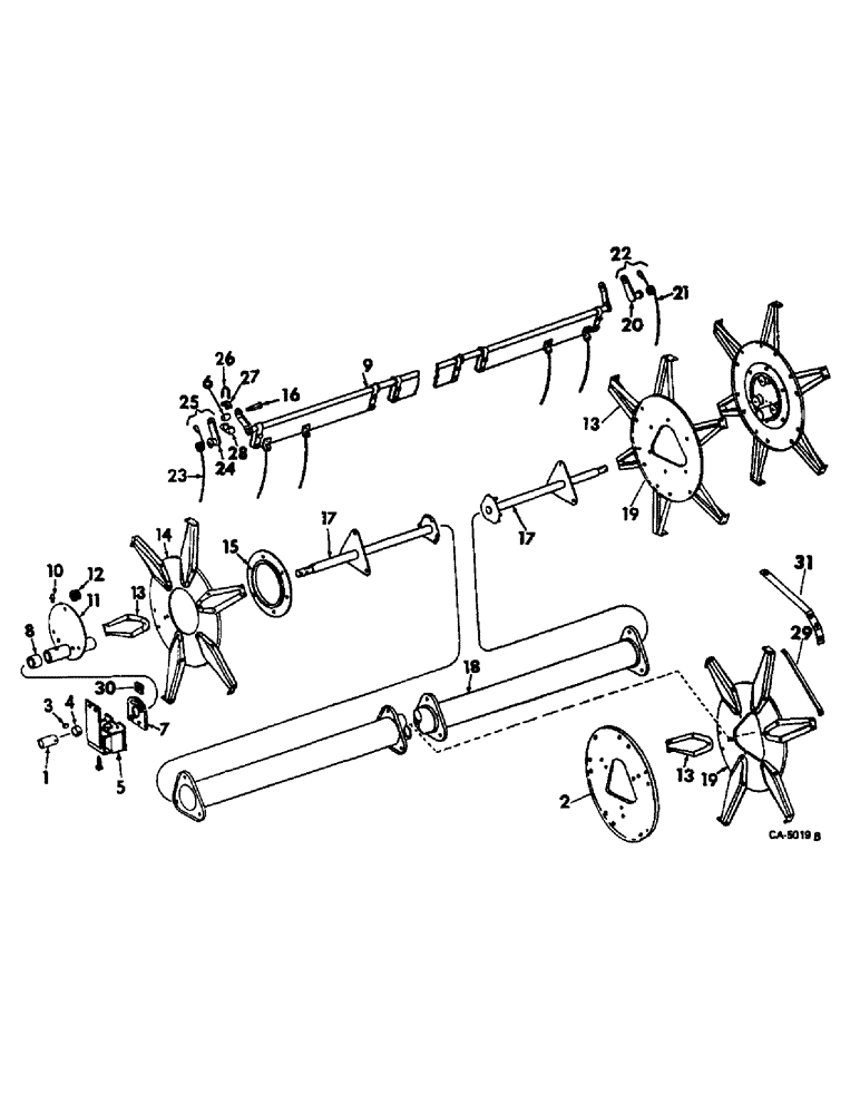 Схема запчастей Case IH 810 - (B-16) - REEL, PICKUP REEL, 8 IN. DIA. CENTER SHAFT (58) - ATTACHMENTS/HEADERS