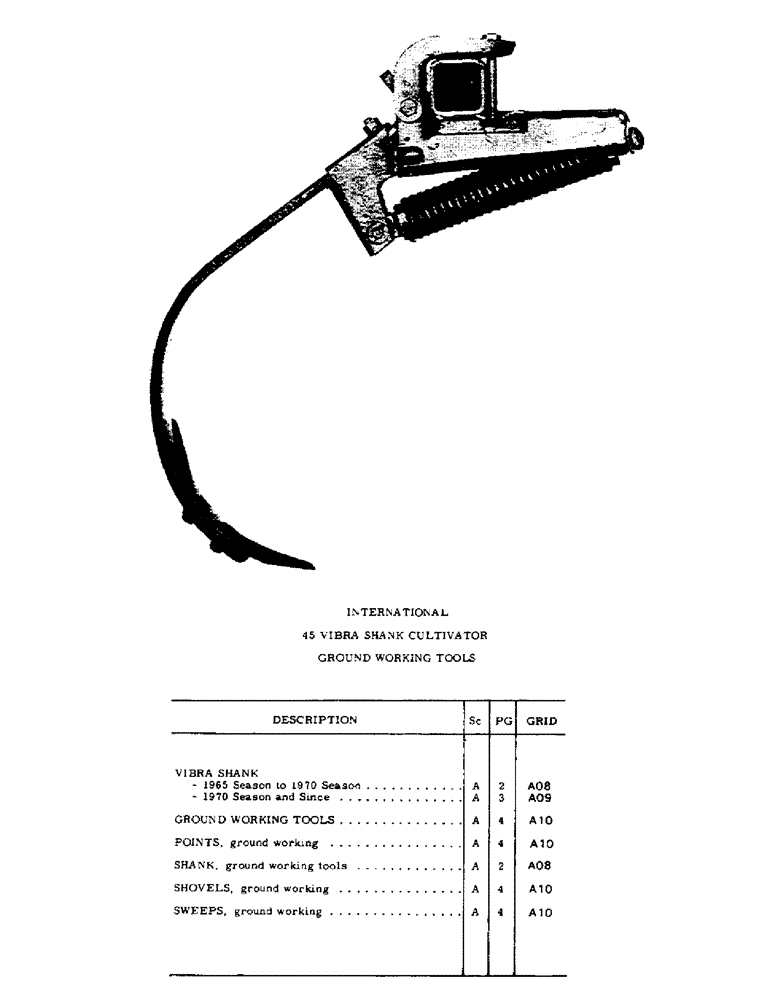 Схема запчастей Case IH 45 - (A-1) - INTERNATIONAL 45 VIBRA SHANK CULTIVATOR GROUND WORKING TOOLS 