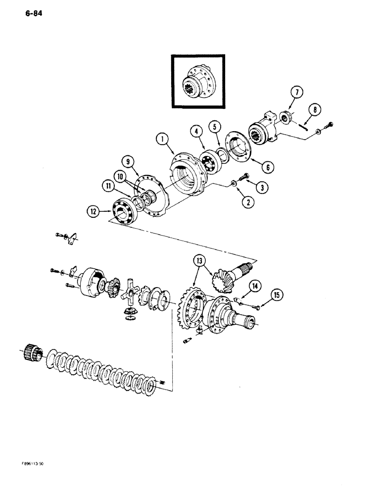 Схема запчастей Case IH 9180 - (6-84) - AXLE ASSEMBLY, DIFFERENTIAL, K598.85/95 SERIES (06) - POWER TRAIN