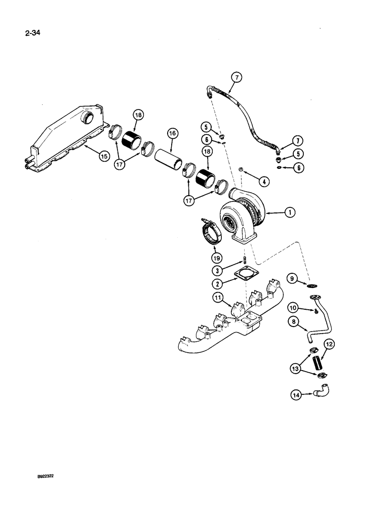 Схема запчастей Case IH 9240 - (2-034) - TURBOCHARGER SYSTEM, 6TA-830 ENGINE (02) - ENGINE