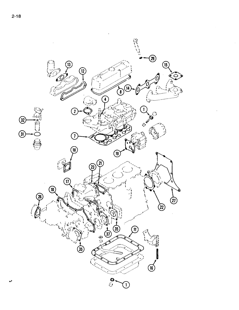 Схема запчастей Case IH 1120 - (2-18) - ENGINE GASKET KIT (02) - ENGINE