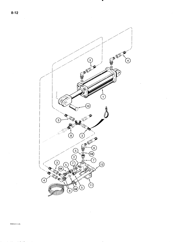 Схема запчастей Case IH 475 - (8-12) - TRANSPORT LIFT HYDRAULIC CIRCUIT, DISK HARROWS WITH HYDR. FOLDING WINGS, 3/8 INCH ID HOSES AT CYL. (08) - HYDRAULICS