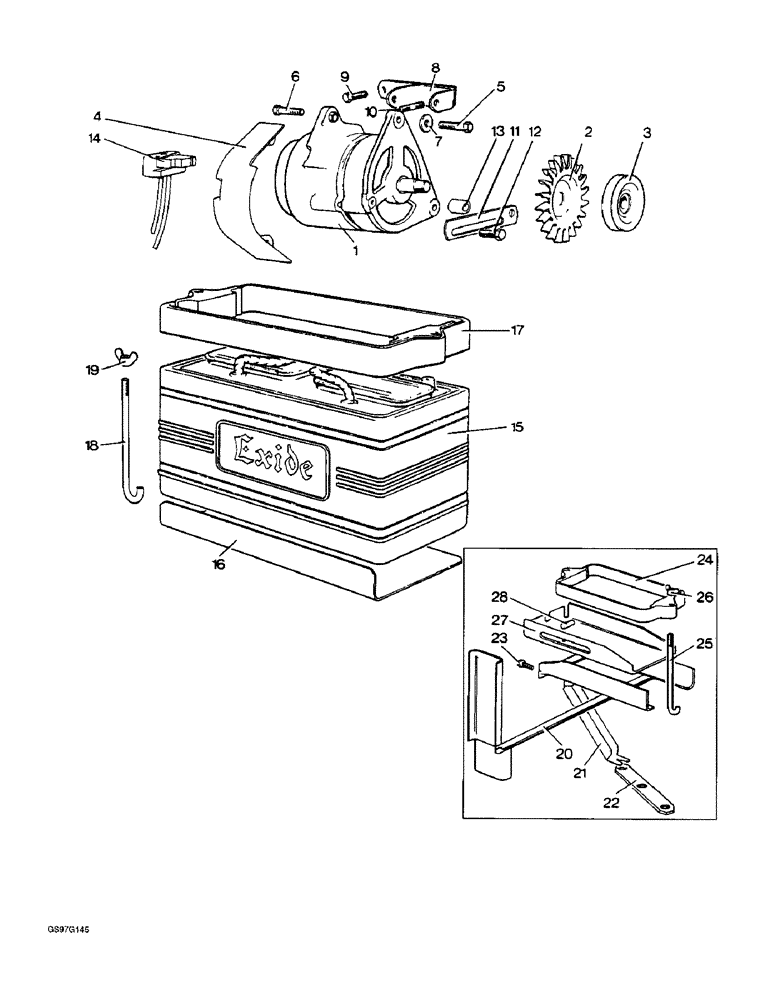 Схема запчастей Case IH 1210 - (4-30) - ALTERNATOR AND BATTERY (04) - ELECTRICAL SYSTEMS