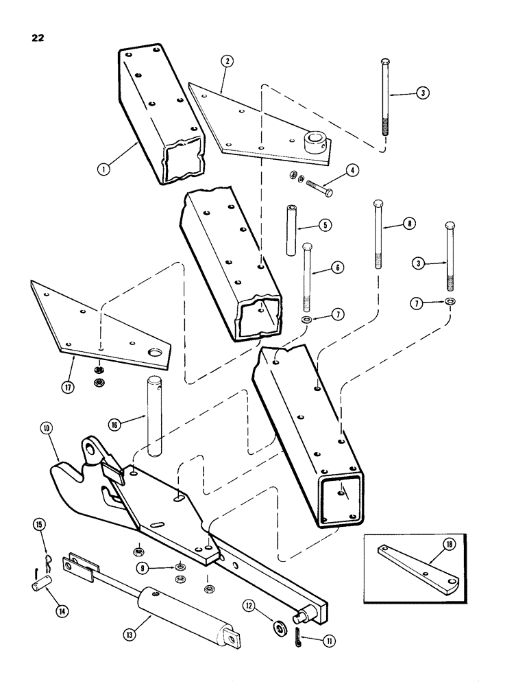 Схема запчастей Case IH 8300-SERIES - (22) - FRAME, SEVEN AND EIGHT BOTTOM 