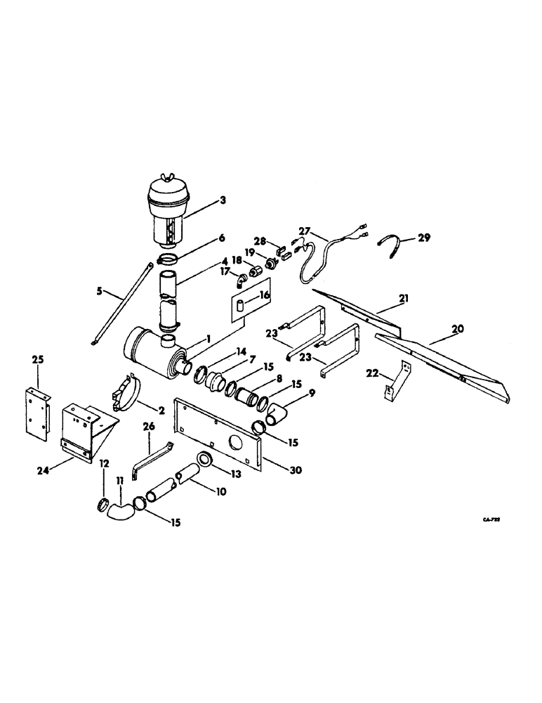 Схема запчастей Case IH 915 - (E-04) - FUEL SYSTEM, AIR CLEANER AND CONNECTIONS, COMBINES W/DT-407 ENGINES AND SER. NO. 1146 TO 1229 (02) - FUEL SYSTEM