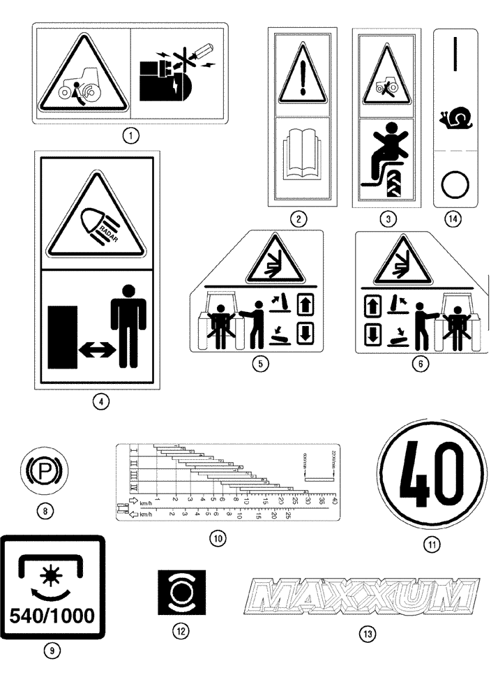 Схема запчастей Case IH MX120 - (09-89) - DECALS (09) - CHASSIS/ATTACHMENTS