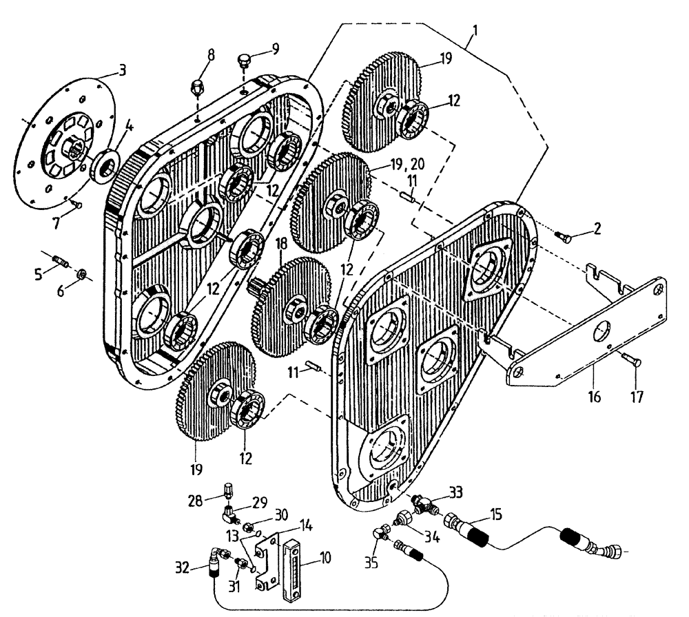 Схема запчастей Case IH 7700 - (C05[20A]) - GEARBOX {3306 FIXED/VARIABLE EXTRACTOR} Engine & Engine Attachments