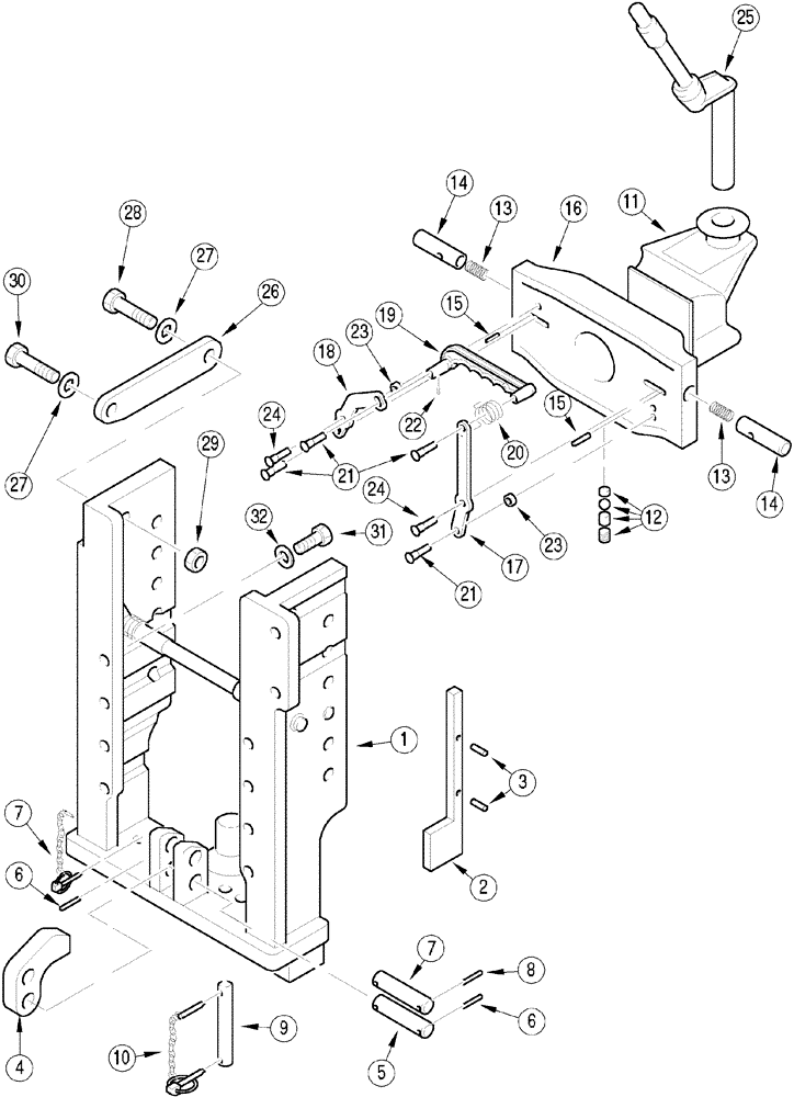 Схема запчастей Case IH MX120 - (09-76) - TRAILER HITCH PITON FIXE (09) - CHASSIS/ATTACHMENTS