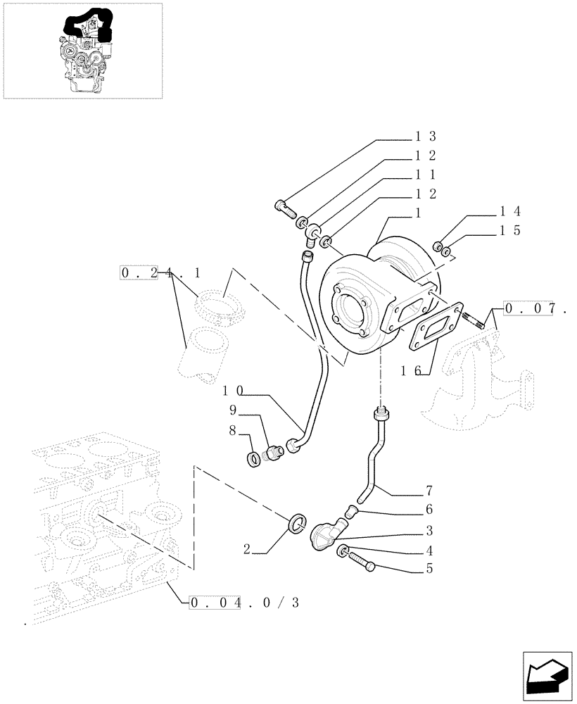 Схема запчастей Case IH JX95 - (0.24.0/01) - SUPERCHARGING (01) - ENGINE