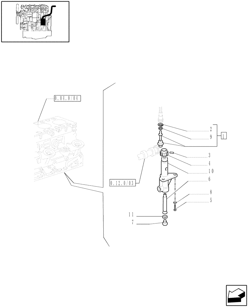 Схема запчастей Case IH JX70 - (0.42.0/04) - (VAR.319-747) TTF ENGINE TIER2 - TACHOMETER DRIVE (01) - ENGINE