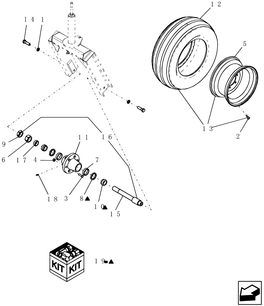 Схема запчастей Case IH 600 - (44.100.02) - CASTER HUB AND SPINDLE ASSEMBLY (44) - WHEELS