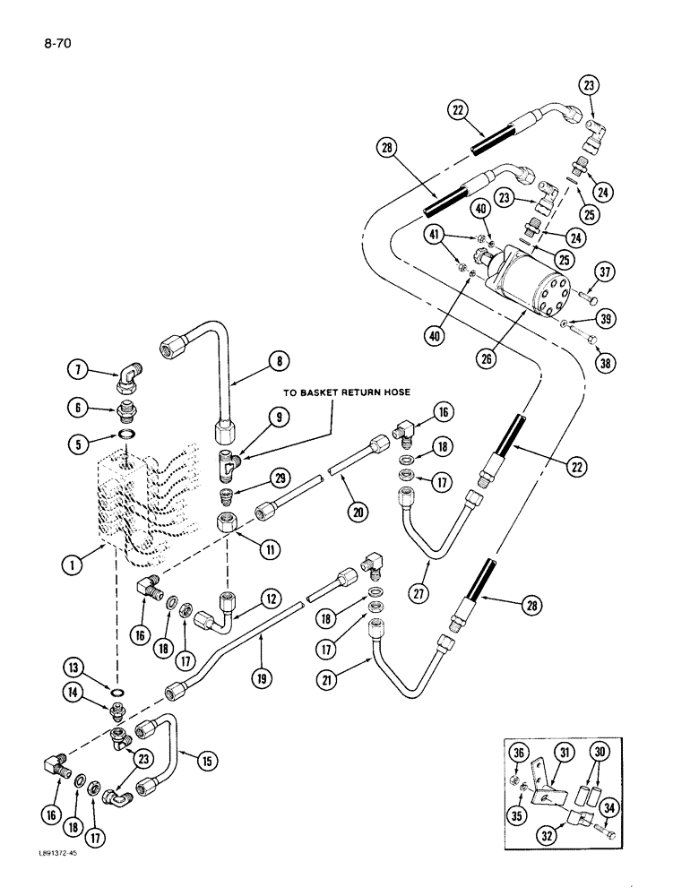 Схема запчастей Case IH 1822 - (8-70) - CONVEYOR UNLOADER MOTOR SYSTEM (07) - HYDRAULICS
