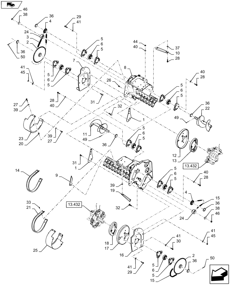 Схема запчастей Case IH RB464 - (13.425) - 2M WIDE PICKUP W/ ROTOR (13) - FEEDER