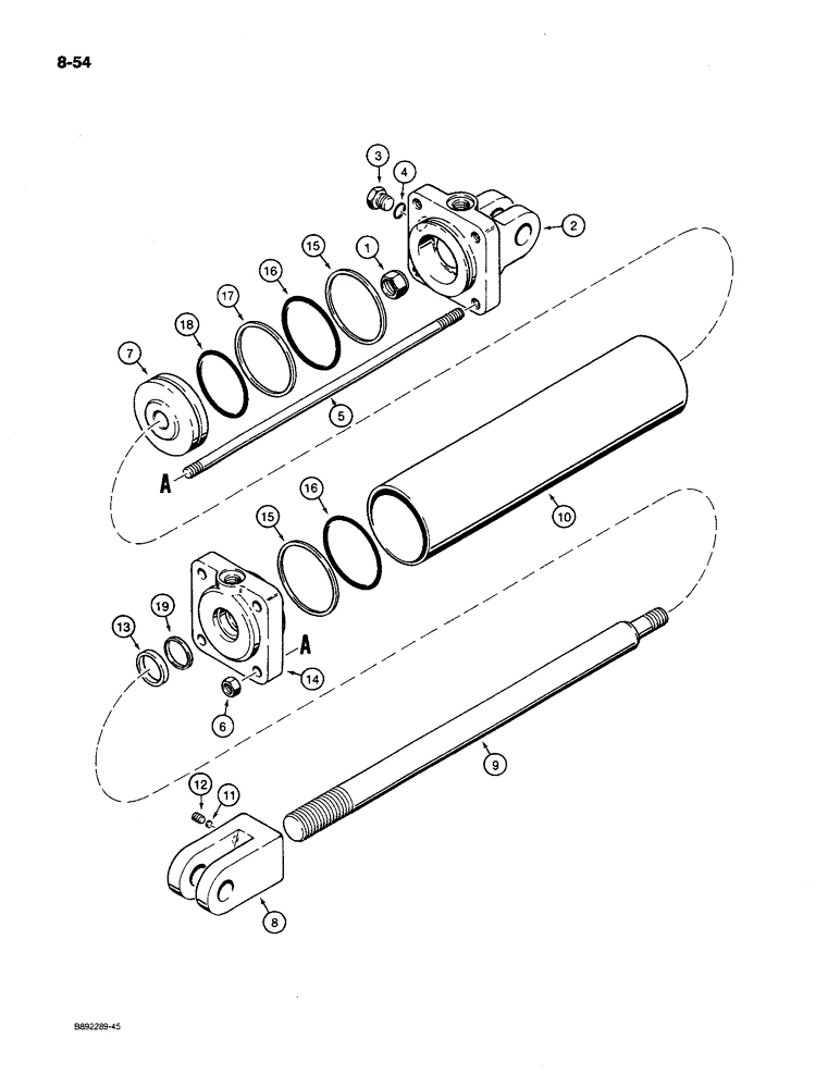 Схема запчастей Case IH 780 - (8-54) - TRANSPORT LIFT CYLINDER, 1272150C91, TIE-BOLT TYPE, 4 INCH ID (08) - HYDRAULICS