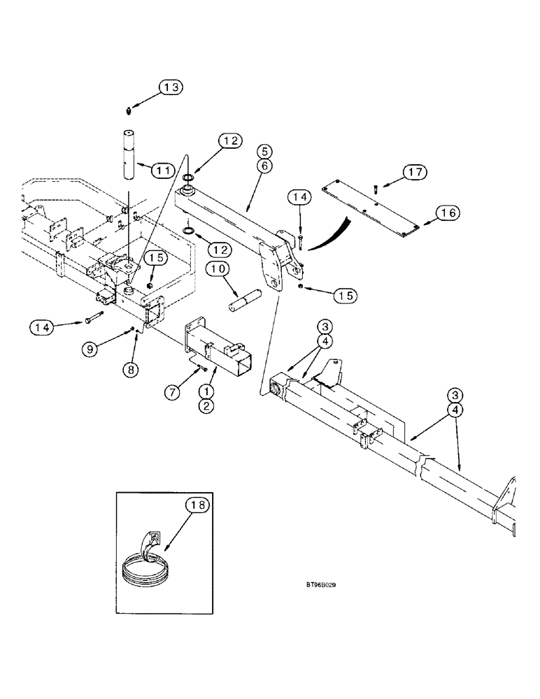 Схема запчастей Case IH 955 - (9A-030) - WING FRAMES & HINGE, 24 ROW NARROW - FRONT FOLD, PLANTERS BUILT UP TO AUG 97 PRIOR TO PIN DBC0001114 (09) - CHASSIS/ATTACHMENTS