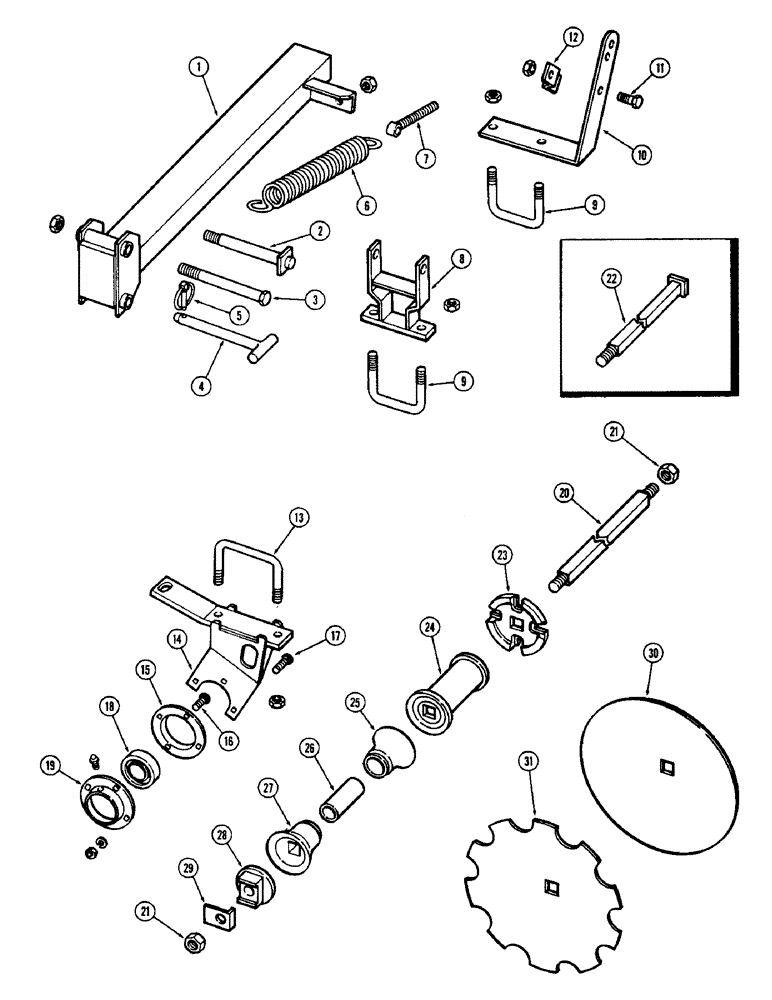 Схема запчастей Case IH F21 - (054) - 7 BLADE WING GANG, REAR LEFT, 7 INCH SPACING, F21, F21-7-242, 256 & F21-0-242, 256 