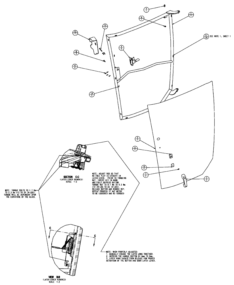 Схема запчастей Case IH SPX4410 - (02-002[02]) - DOOR ASSEMBLY Cab Exterior