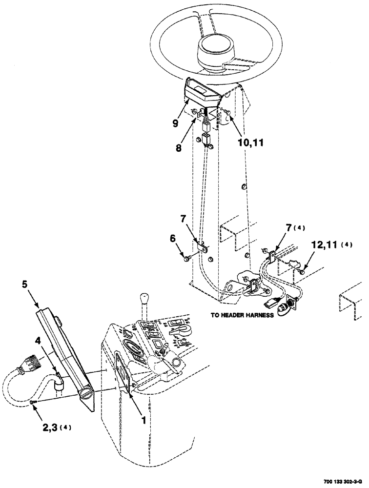 Схема запчастей Case IH 8870 - (04-02) - STEERING COLUMN AND MONITOR ASSEMBLIES (41) - STEERING