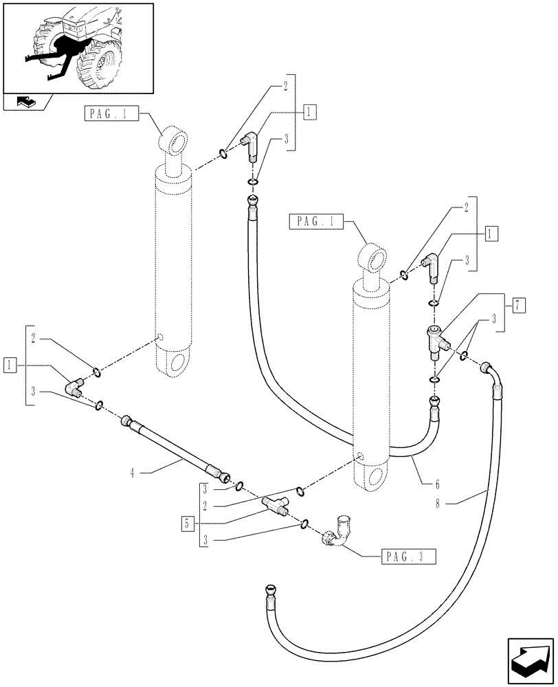 Схема запчастей Case IH PUMA 140 - (1.81.9/03[04]) - INTEGRATED FRONT HPL - PIPES - C6519 (VAR.330831-331831-332831-333831-330847-331847-332847-333847-334847-335847) (07) - HYDRAULIC SYSTEM