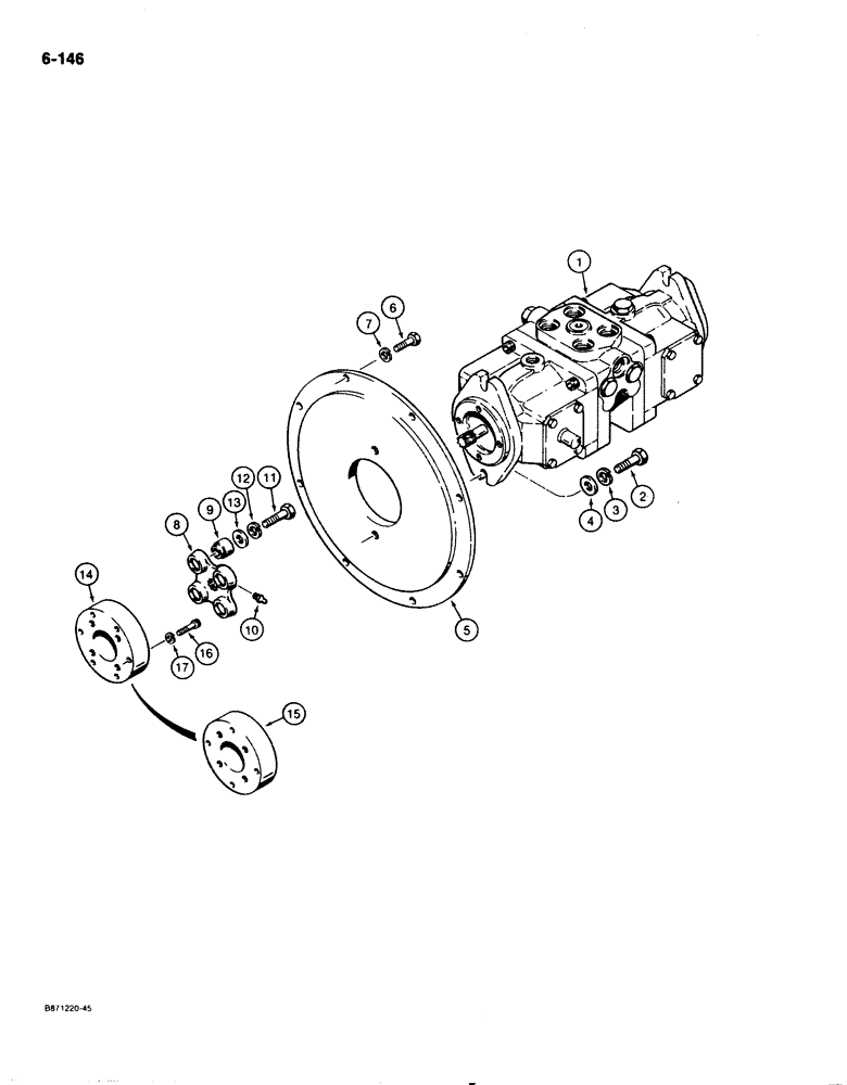 Схема запчастей Case IH 1825 - (6-146) - TANDEM PUMP MOUNTING AND ADAPTING PARTS (06) - POWER TRAIN