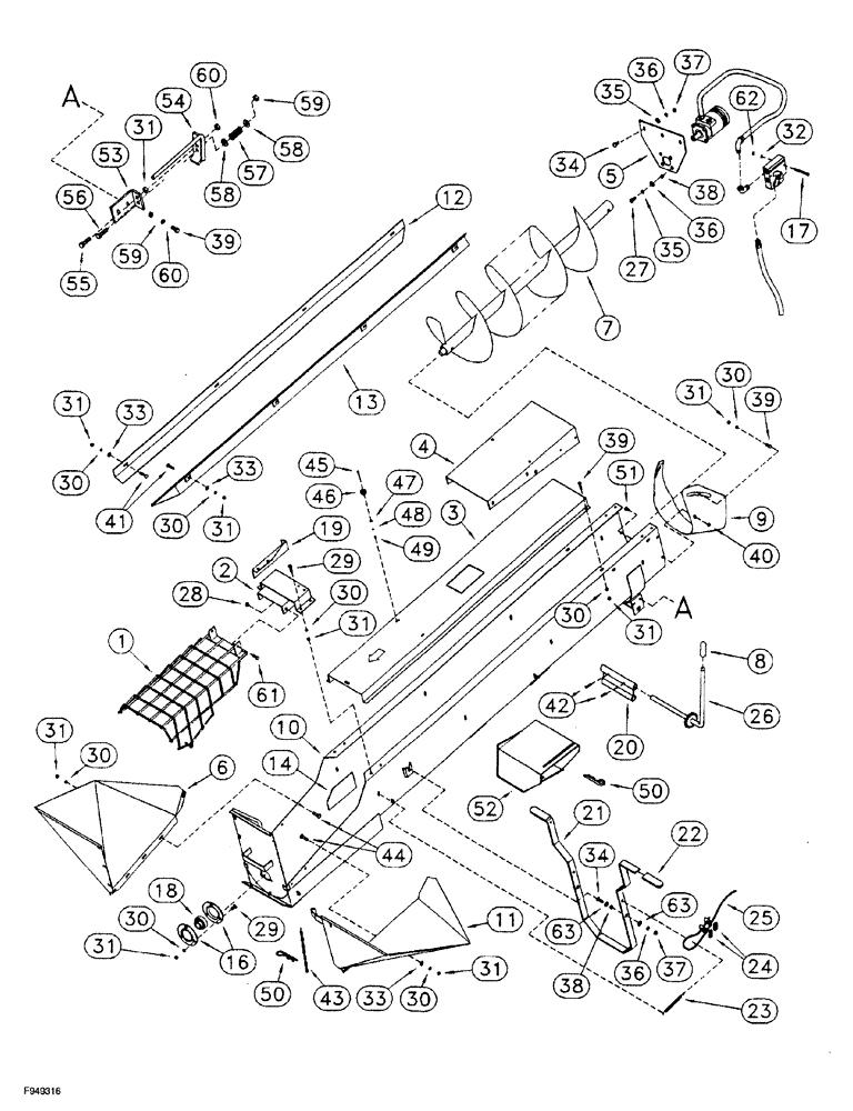 Схема запчастей Case IH 1260 - (9A-002) - HYDRAULIC AUGER FEEDER (12) - CHASSIS