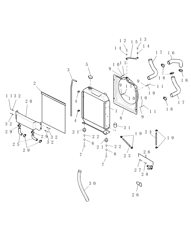 Схема запчастей Case IH DX25 - (08A01) - RADIATOR (04) - COOLING SYSTEM