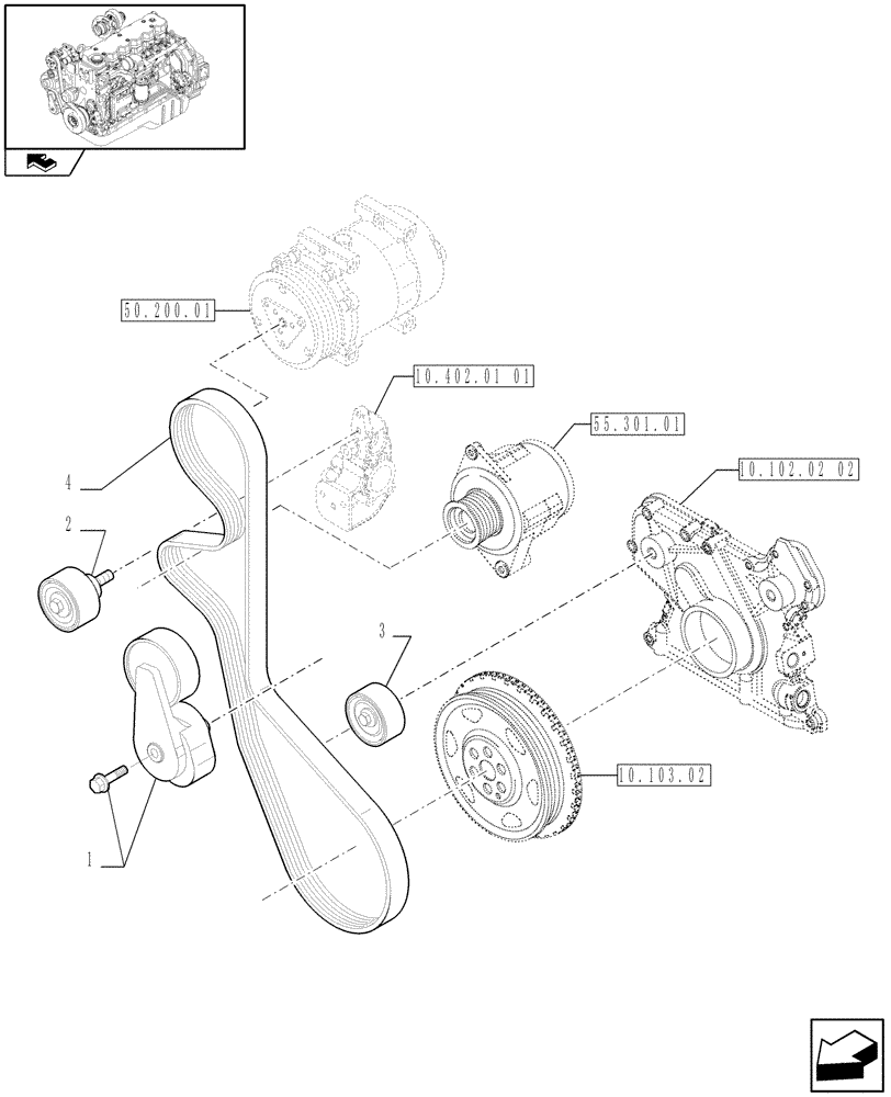 Схема запчастей Case IH F4HE9684D J103 - (10.402.03) - WATER PUMP - CONTROL (2855451) 