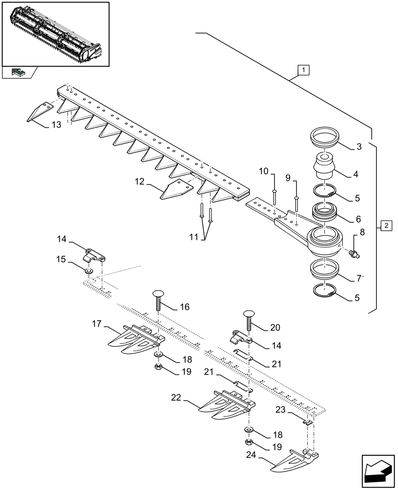 Схема запчастей Case IH 2050 - (20.18[01]) - KNIVES, UNDER SERRATED (20) - HEADER