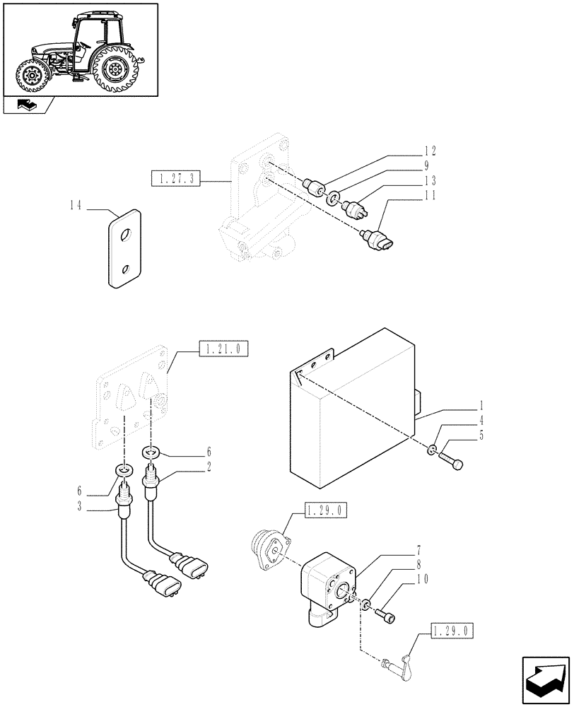 Схема запчастей Case IH FARMALL 75C - (1.75.0/01) - 16X16 AND 32X16 HYDRAULIC TRANSMISSION - ELECTRONIC CONTROL UNIT (VAR.330275-330278) (06) - ELECTRICAL SYSTEMS