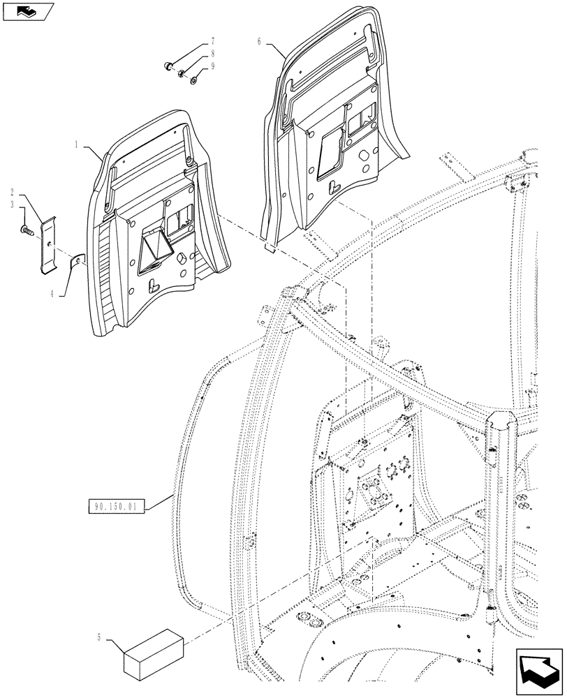Схема запчастей Case IH PUMA 160 - (90.160.02) - NOISE PROTECTION (90) - PLATFORM, CAB, BODYWORK AND DECALS