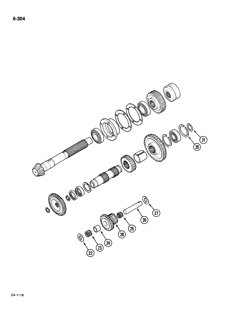 Схема запчастей Case IH 585 - (6-304) - RANGE TRANSMISSION, IN REAR FRAME, 2 WHEEL DRIVE TRACTORS, CONTD (06) - POWER TRAIN