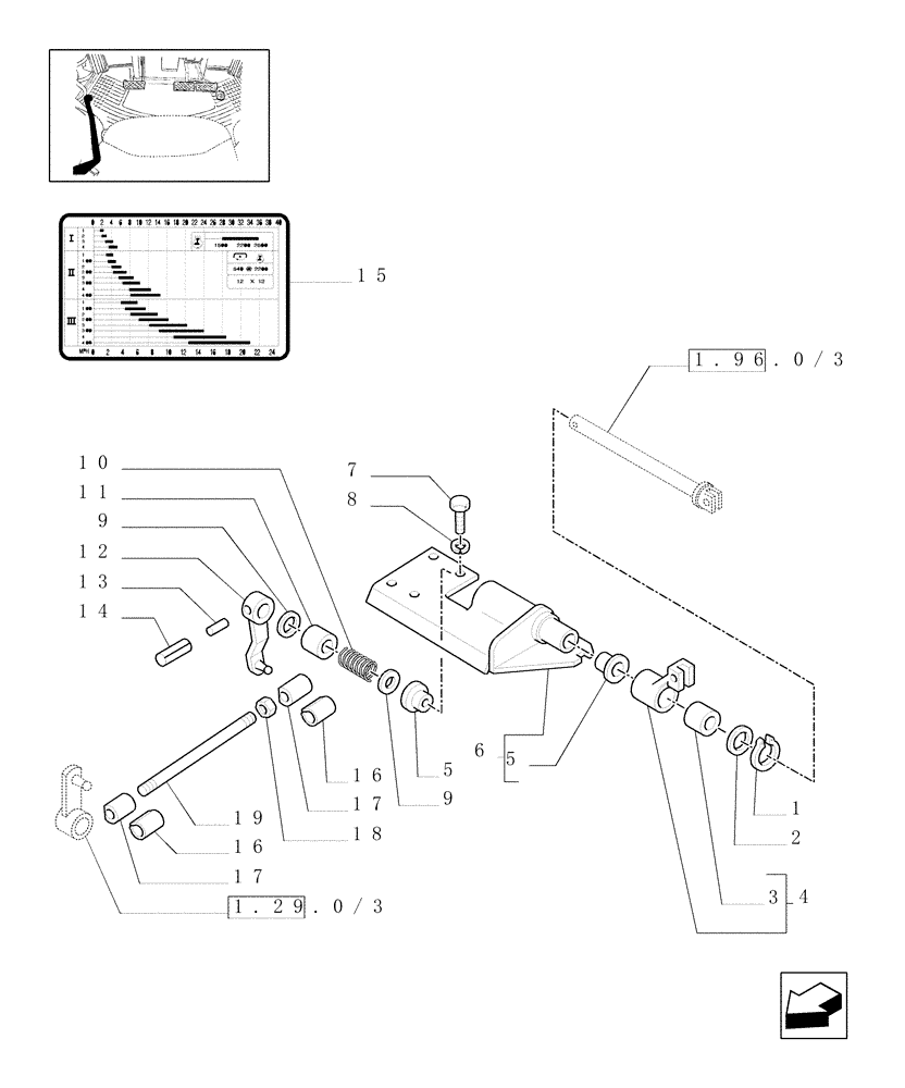 Схема запчастей Case IH JX80U - (1.34.2/03) - (VAR.271-272-274-276-296) (HI-LO) AND SYNCHRON. REVERSING GEAR - 30-40 KM/H - CROSS-PIECE AND PARTS (04) - FRONT AXLE & STEERING