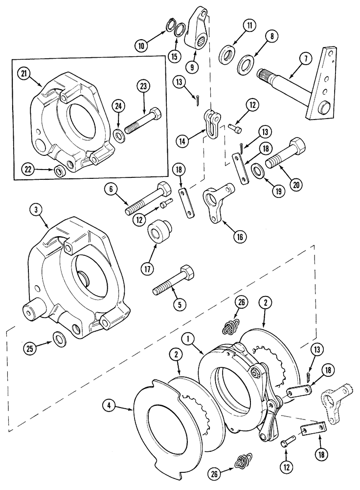 Схема запчастей Case IH 5230 - (7-002) - PARKING BRAKE (07) - BRAKES