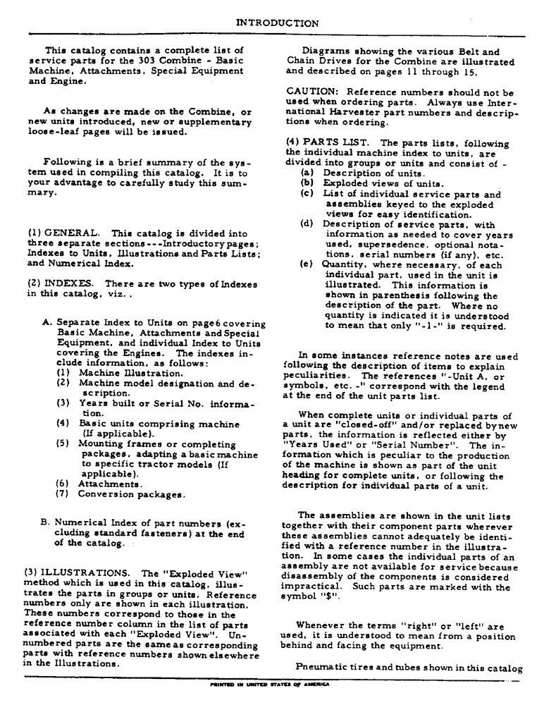 Схема запчастей Case IH 303 - (001A) - INTRODUCTION (00) - GENERAL & PICTORIAL INDEX