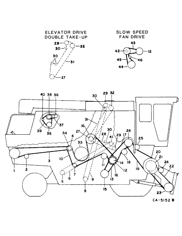 Схема запчастей Case IH 1440 - (02-03) - MISCELLANEOUS, PULLEY, BELT, SPROCKET AND CHAIN DIAGRAM, RIGHT SIDE, S/N 20714 & BELOW Accessories & Attachments / Miscellaneous