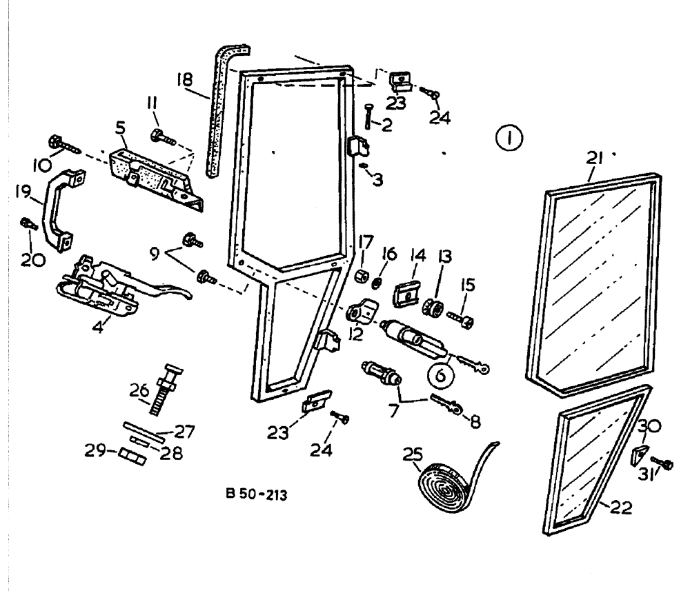Схема запчастей Case IH 884 - (13-076) - CAB DOOR - SUPER DE-LUXE CAB (05) - SUPERSTRUCTURE