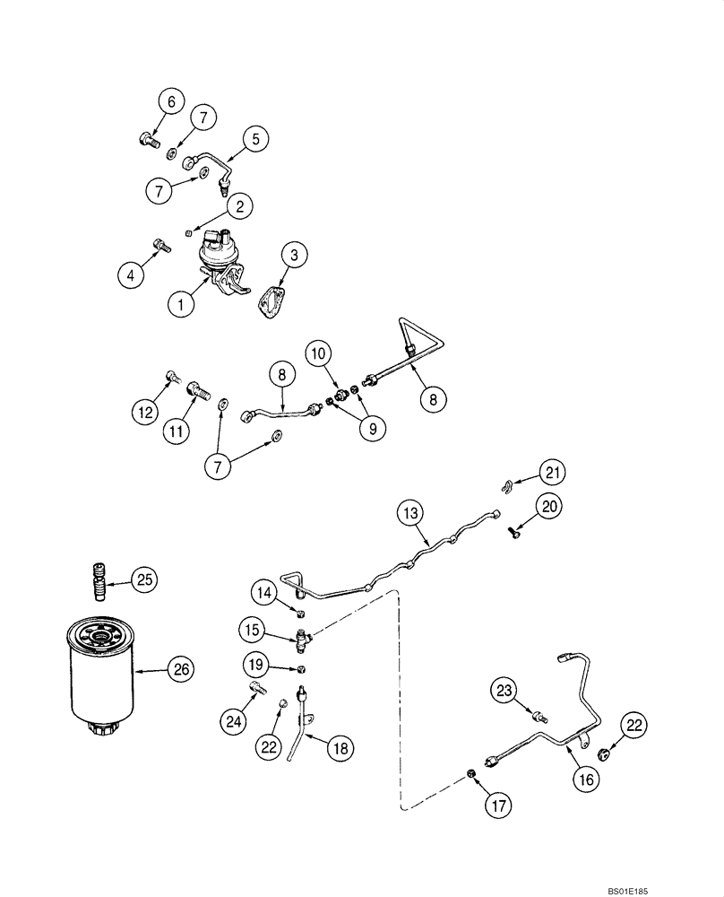 Схема запчастей Case IH 70XT - (03-07) - FUEL FILTER - PUMP, TRANSFER, 4-390 EMISSIONS CERTIFIED ENGINE (03) - FUEL SYSTEM
