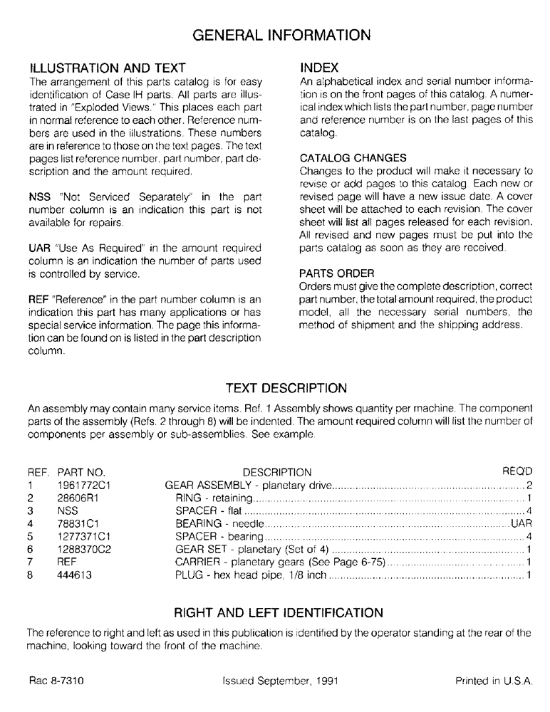 Схема запчастей Case IH 595 - (1-04) - GENERAL INFORMATION (00) - PICTORIAL INDEX