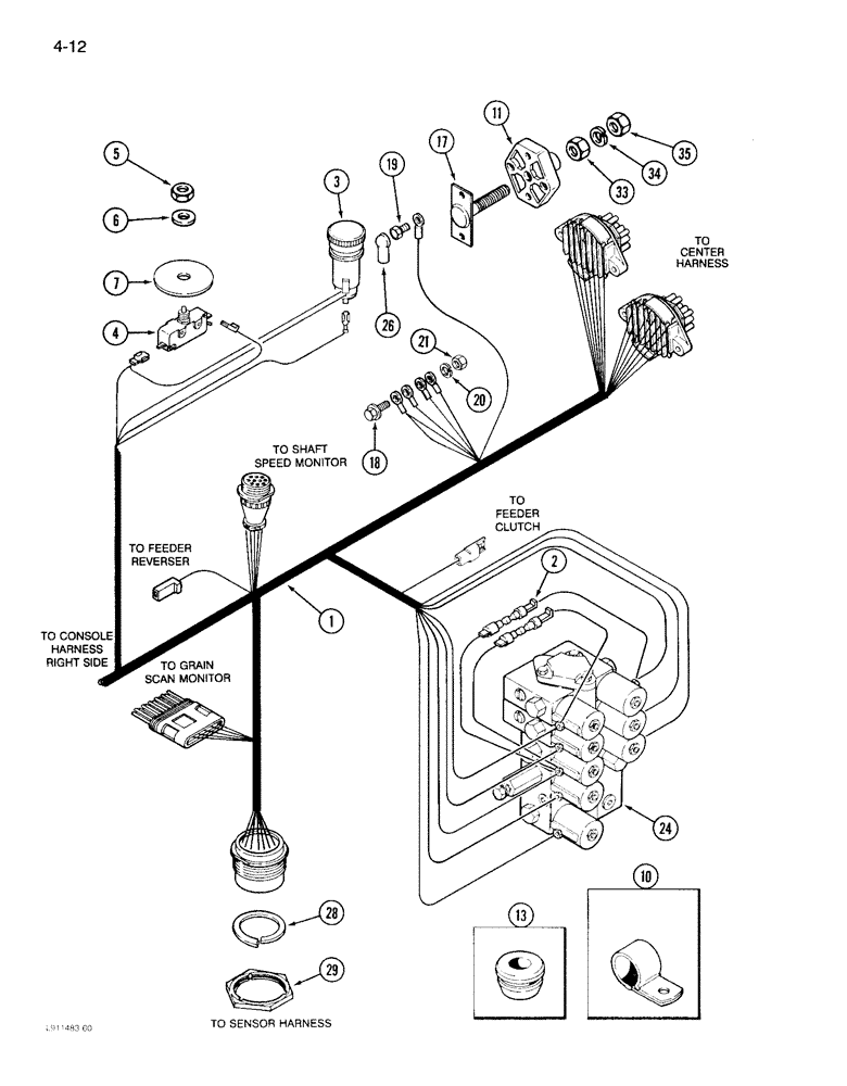 Схема запчастей Case IH 1640 - (4-12) - CONSOLE HARNESS, LEFT SIDE, PRIOR TO P.I.N JJC0097190 (06) - ELECTRICAL