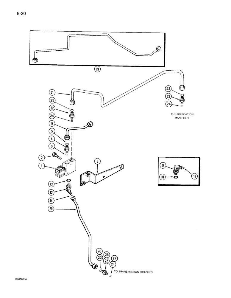 Схема запчастей Case IH 7130 - (8-020) - TRANSMISSION SOLENOID VALVE TUBES, WITH MECHANICAL FRONT DRIVE (08) - HYDRAULICS