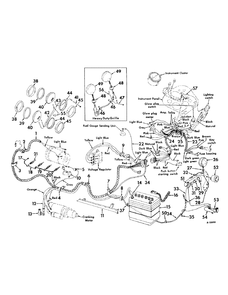 Схема запчастей Case IH 424 - (071) - ELECTRICAL SYSTEM, STARTING AND LIGHTING, DIESEL ENGINE TRACTORS (06) - ELECTRICAL SYSTEMS
