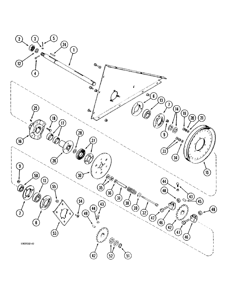 Схема запчастей Case IH 1670 - (9D-24) - ELEVATOR DRIVE JACKSHAFT (16) - GRAIN ELEVATORS & AUGERS