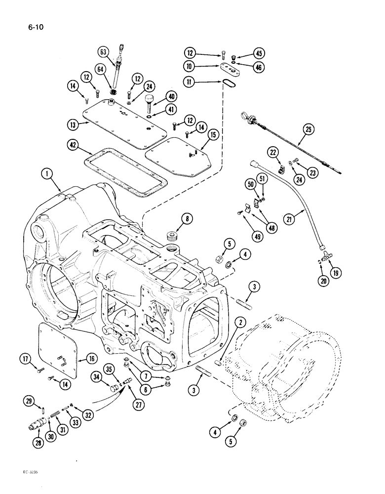 Схема запчастей Case IH 1896 - (6-10) - POWER SHIFT TRANSMISSION HOUSING (06) - POWER TRAIN