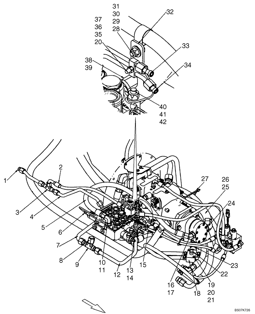 Схема запчастей Case IH 440 - (06-18) - HYDROSTATICS - MANIFOLD/CONTROL VALVE (440 WITH PILOT CONTROL) (06) - POWER TRAIN