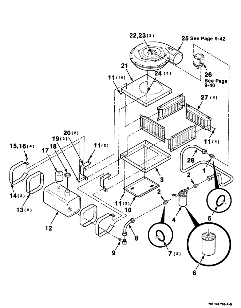 Схема запчастей Case IH 8576 - (09-038) - KNOTTER BLOWER KIT-CONTINUED (BLOWER AND RESERVOIR) Decals & Attachments
