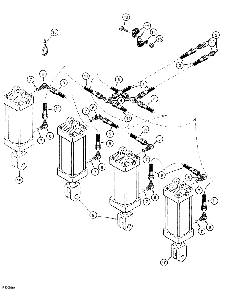 Схема запчастей Case IH 5700 - (8-006) - DEPTH CONTROL HYDRAULIC CIRCUIT, LEVEL LIFT MODELS, FLAT FOLD, 23 FOOT THROUGH 27 FOOT WIDE (08) - HYDRAULICS
